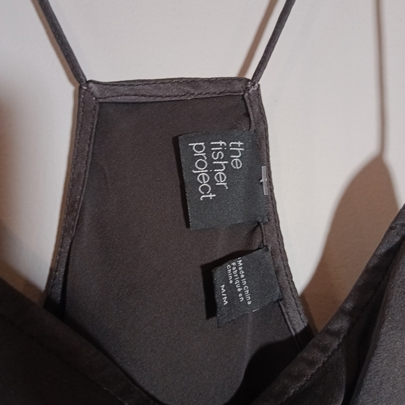 Eileen Fisher The Fisher Project  Silk Slip Dress in Charcoal Nearly Black M - Picture 2 of 5